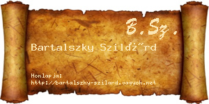 Bartalszky Szilárd névjegykártya